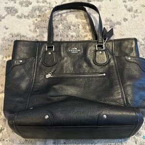 Vintage Coach Black Leather Tote Bag